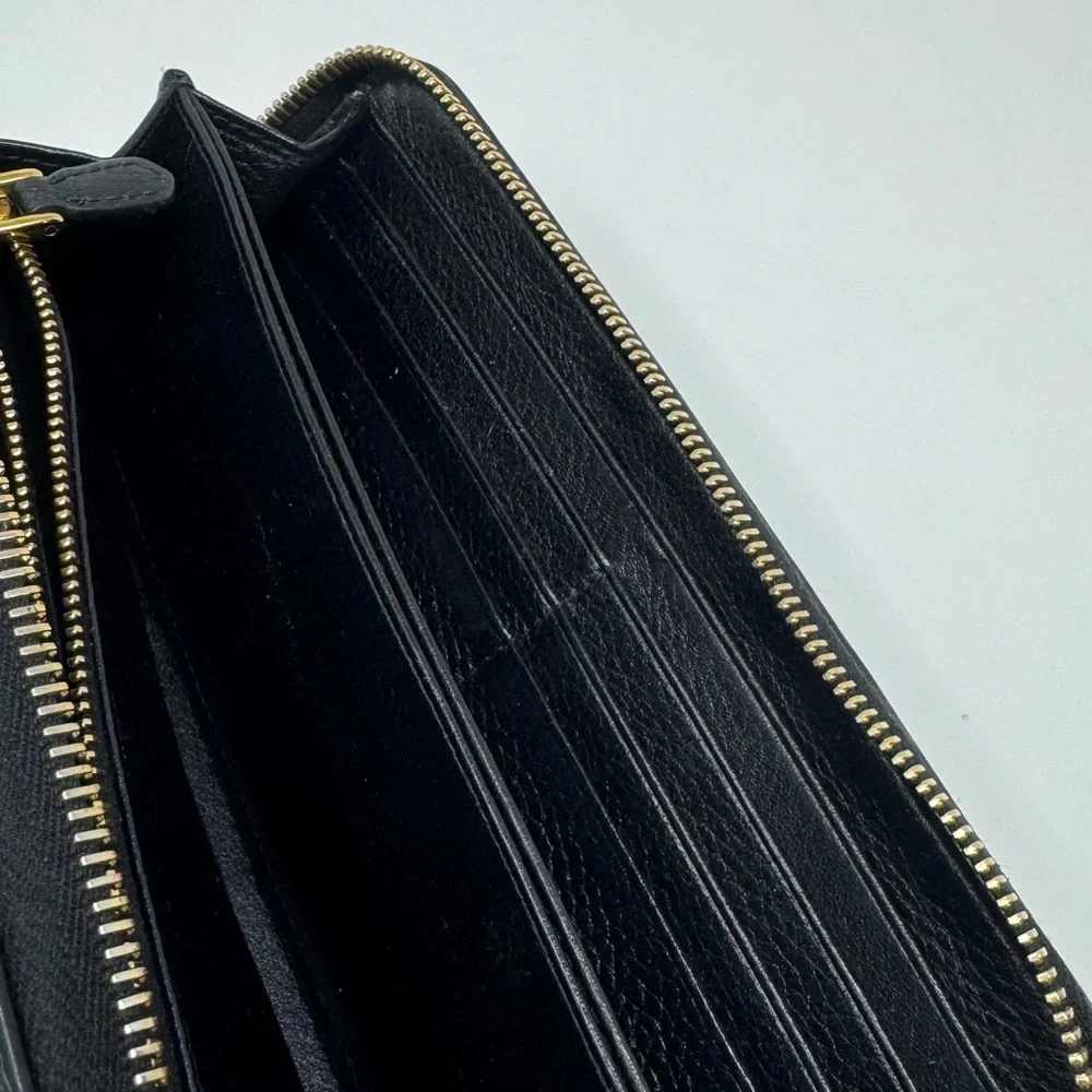 Preloved Prada Black Zip-Around Wallet with Gold Accents - Picture 14 of 16